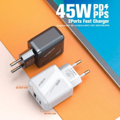 شارژر دیواری 45W USB+PD مدل MOXOM MX-HC98