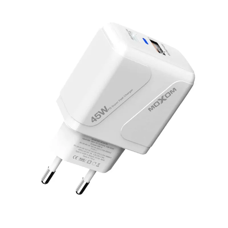 شارژر دیواری 45W USB+PD مدل MOXOM MX-HC98