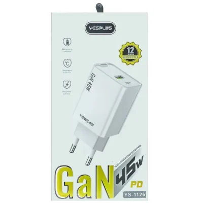 آداپتور شارژ Yes Plus YS-1126 45W GaN USB PD
