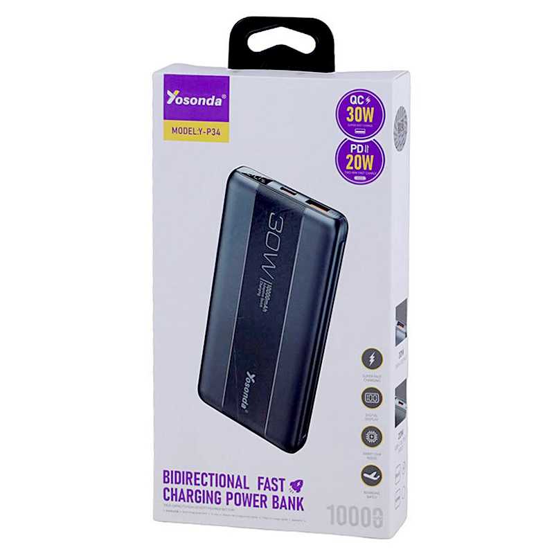 پاور بانک فست شارژ Yosonda Y-P34 PD QC 30W 10000mAh 01 پاور بانک فست شارژ Yosonda Y-P34 PD QC 30W 10000mAh