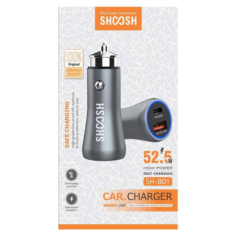 Car-Charger-For-Mobile-Phone-SHOOSH-SH-801-52.5W شارژر فندکی شوش 52.5 وات SHOOSH SH-801
