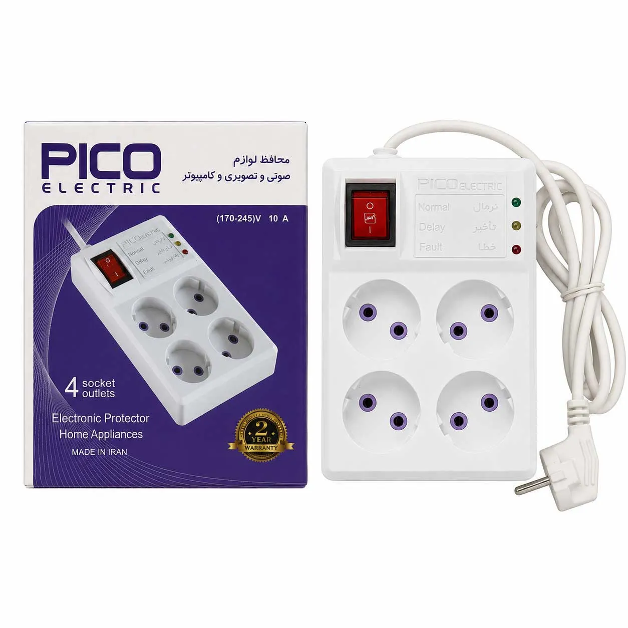 Pico Electric 4-Way Audio Video Surge Protector 1.5m Cable محافظ برق صوتی تصویری 4 خانه پیکو الکتریک با کابل 1.5 متری